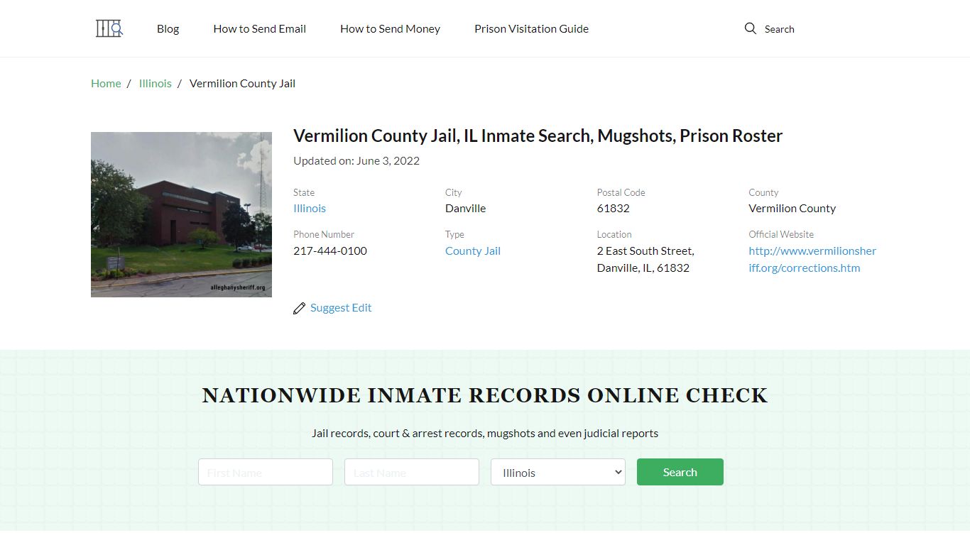 Vermilion County Jail, IL Inmate Search, Mugshots, Prison ...